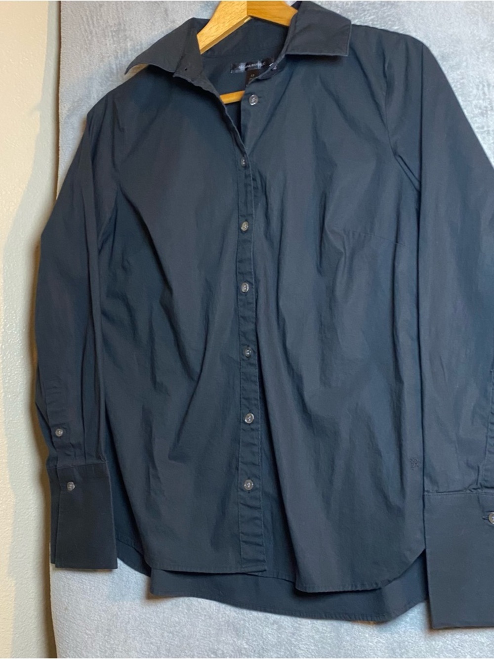 Banana Republic Black Collared Button Down Shirt siren business minimalist 12